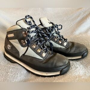 TIMBERLAND Child’s Size 4 Hiking Boots Gray Blue High-top